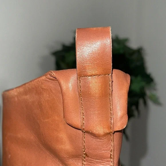 FREE PEOPLE Brooks Caramel Tall Boots size 39 Leather Lug heels combat boots. - Picture 11 of 16